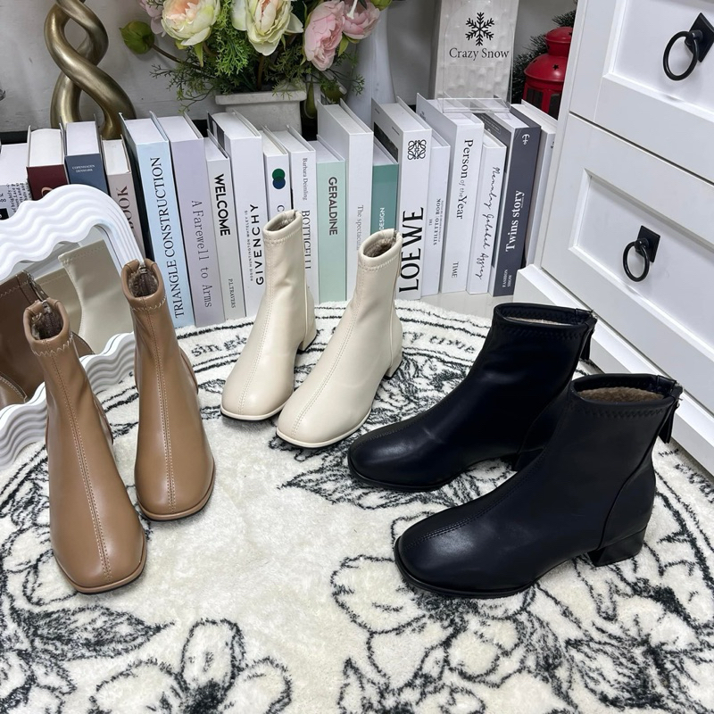Crazy Snow บูทสั้นหนังนิ่ม บุขนกันหนาว รุ่น Demi Boots (990-1)