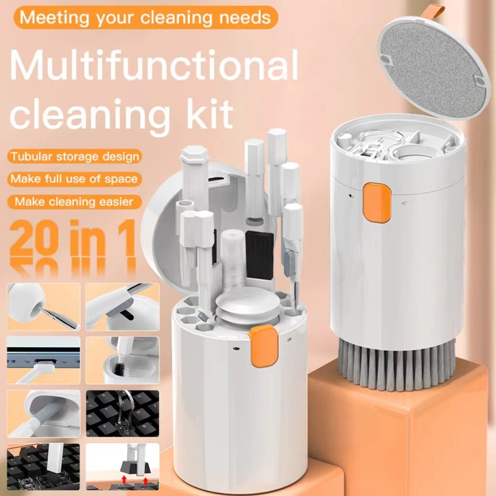 พร้อมส่ง 20-in-1 แปรงทําความสะอาดแป้นพิมพ์คอมพิวเตอร์ ทําความสะอาดจอ ขวดสเปรย์ ปากกาทําความสะอาด