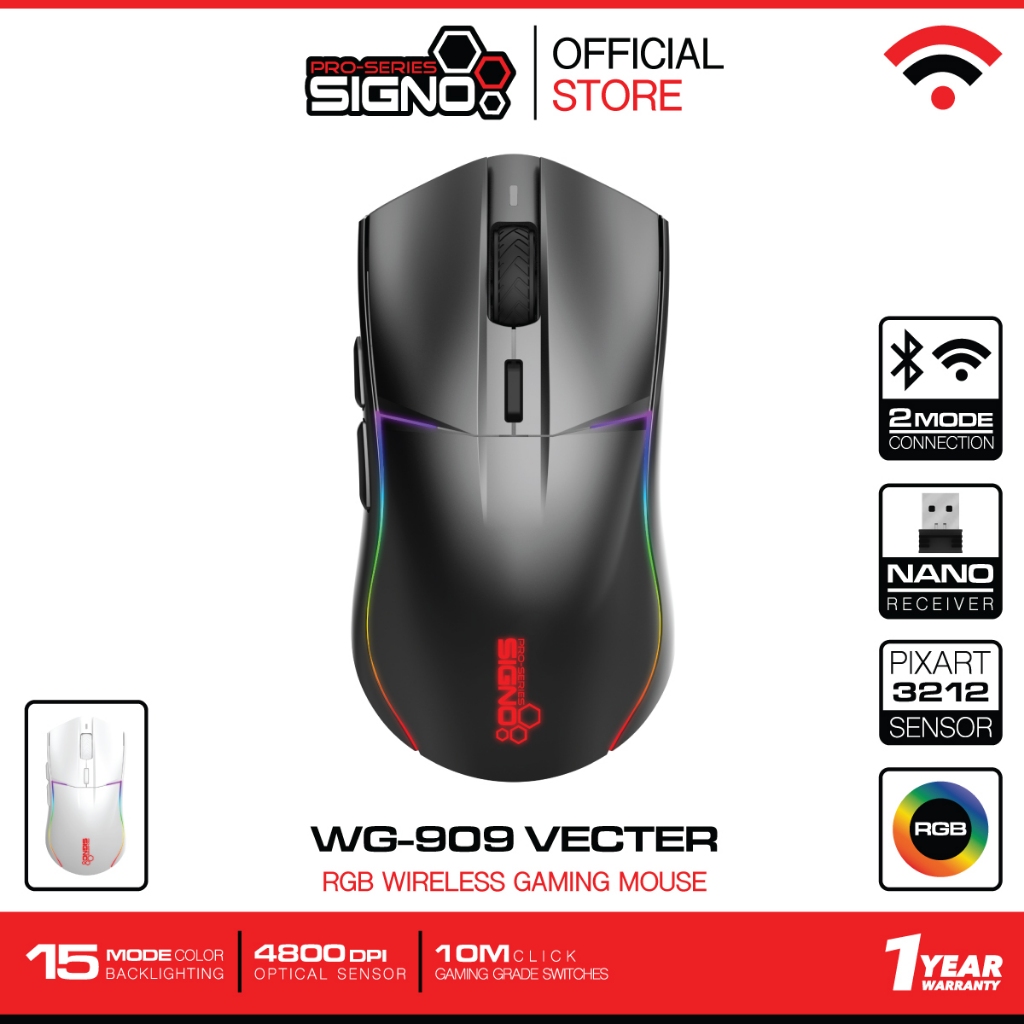 SIGNO RGB Wireless Gaming Mouse VECTER รุ่น WG-909 (เกมส์มิ่ง เมาส์)