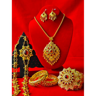 สร้อยคอ ชุดไทย ชุดเจ้าสาว สร้อยคอลงยา ชุดไทยแก้บน แบบเซ็ต