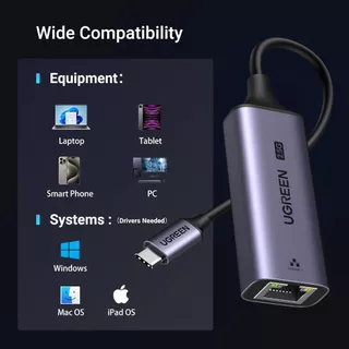UGREEN อะแดปเตอร์ USB C to RJ45 2.5G Ethernet Adapter สำหรับ MacBook Air/Pro, XPS, iPhone 15/Plus/Pro/Max รุ่น CM648
