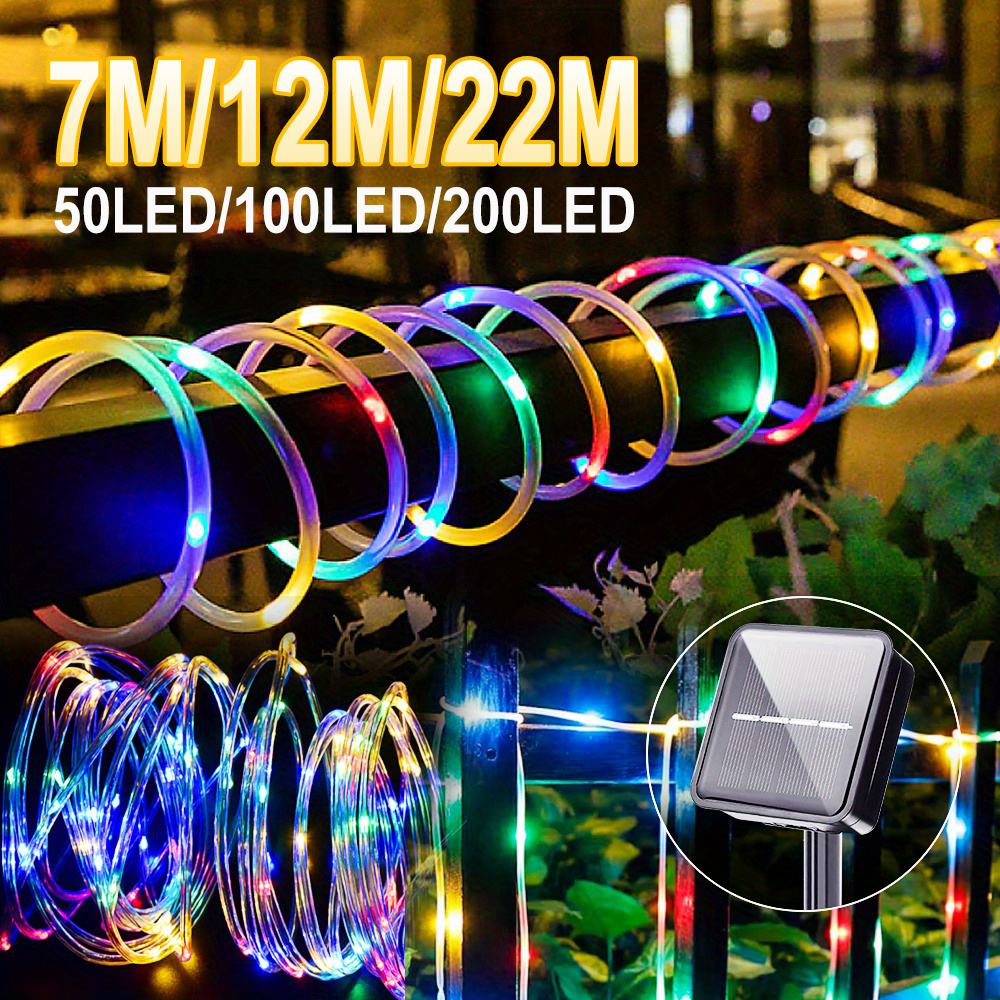 【การจัดส่งไทย】22M LED พลังงานแสงอาทิตย์เชือกหลอดสตริงไฟกลางแจ้งกันน้ำเปลี่ยนสีไฟเทพนิยายบ้านสวนลานไฟตกแต่ง