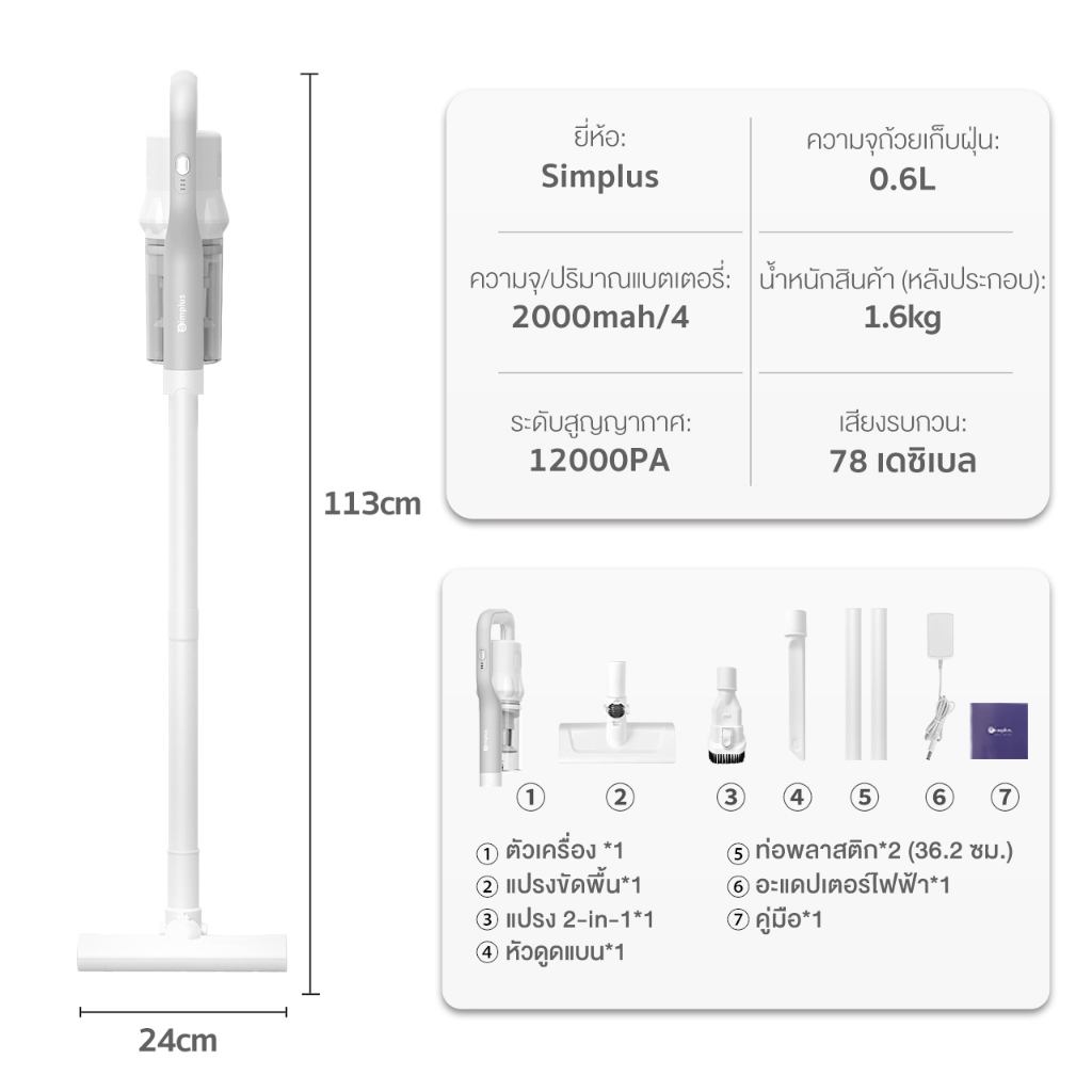 Simplus x PP Krit S5 Pro เครื่องดูดฝุ่นมือถือ เครื่องดูดฝุ่นไร้สาย ใช้ในรถยนต์,มาพร้อมการชาร์จที่ทรงพลัง XCQH009fz