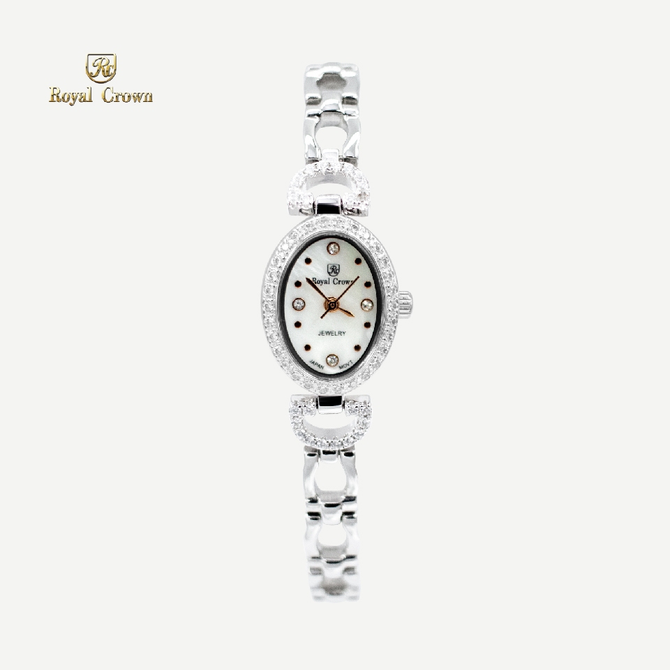 Royal Crown รุ่น 6537 นาฬิกาข้อมือผู้หญิงเล็กๆกันน้ำ ล้อมเพชร แบรนด์เนมแท้ - Vayo Jewelry