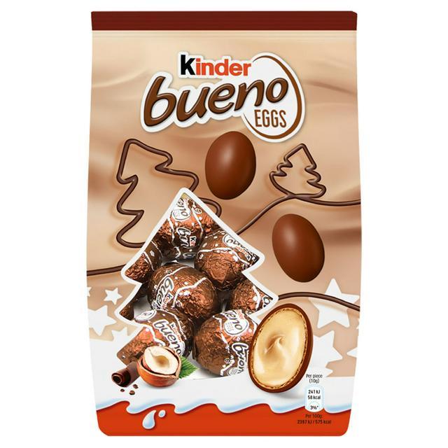 Kinder Bueno Eggs ช็อกโกแลตรูปไข่ ไส้ครีมฮาเซลนัต 1 ห่อ มี 8 ลูก น้ำหนัก 80 กรัม E.20/04/26