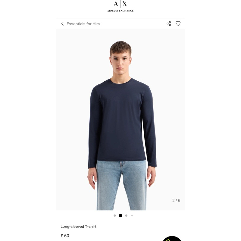 ARMANI EXCHANGE Long-Sleeved T-shirt เสื้อคอกลม แขนยาว สีพื้น อาร์มานี่ เอ็กซ์เชนจ์