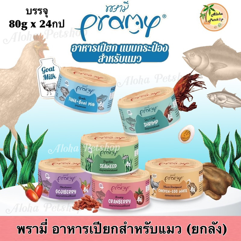 ยกลัง)Pramy Premium Cat Pouch in Cans ❤️😸 พรามี่ อาหารเปียกเกรดพรีเมี่ยมสำหรับแมว บรรจุกระป๋อง80gx24