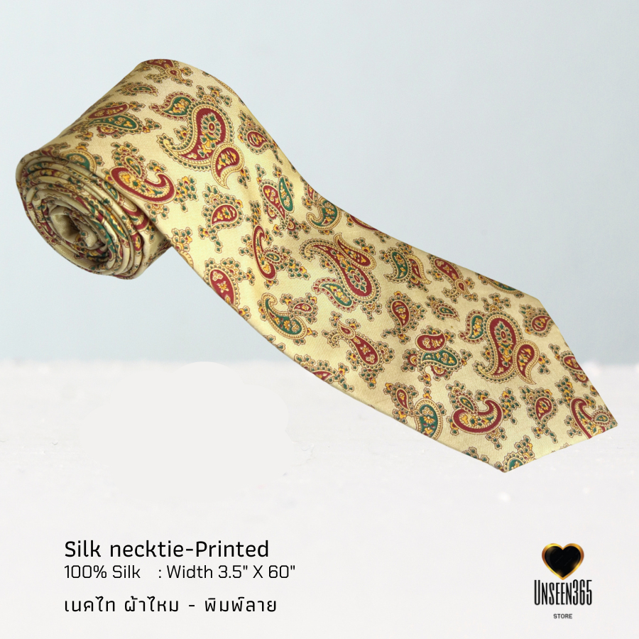 เนคไทผ้าไหม พิมพ์ลาย Silk necktie 100% silk printed  PRT-06 -จิม ทอมป์สัน -Jim Thompson