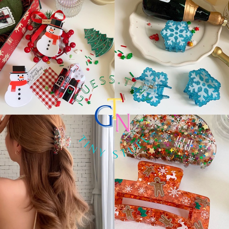 พร้อมส่งจากไทย GTN. x Merry Merry Collection Spark joy Hair Claw กิ๊บคริสต์มาส กิ๊บกลิตเตอร์