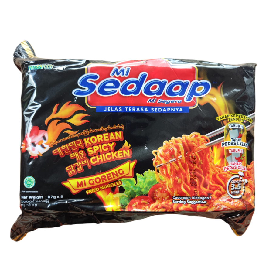 (แพค 5 ห่อ) Mi Sedaap (หมี่สดับ) รสไก่เผ็ดเกาหลี ซือดะดำ มาม่าเผ็ดมาเลย์  รสยอดนิยม