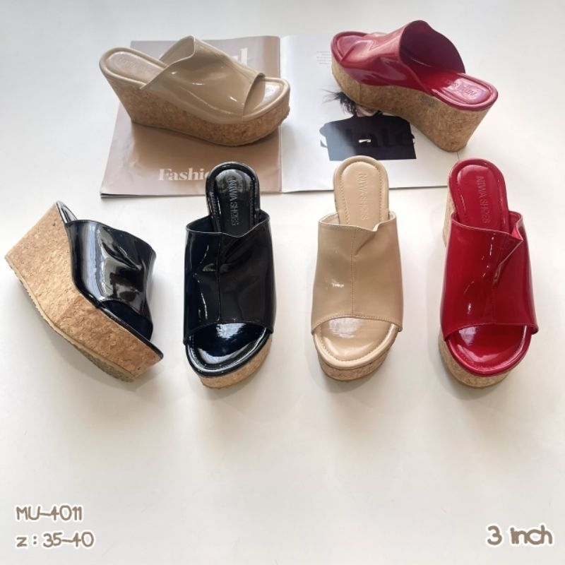 รองเท้าส้นตึก รองเท้าส้นเตารีด รองเท้าส้นสูง รหัสสินค้า MU-4011 Niwa Shoes