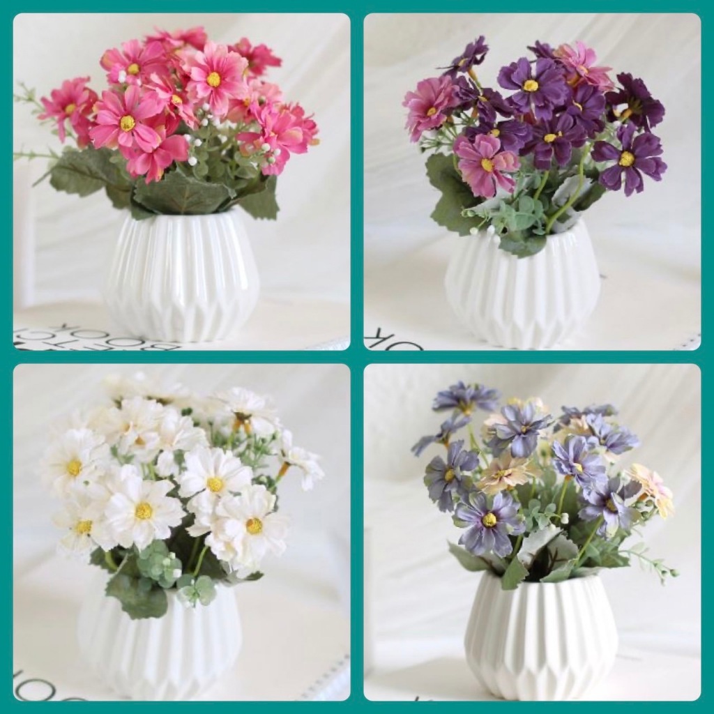 (5สี)แจกันเซรามิคกับดอกดาวกระจาย สูง18cm