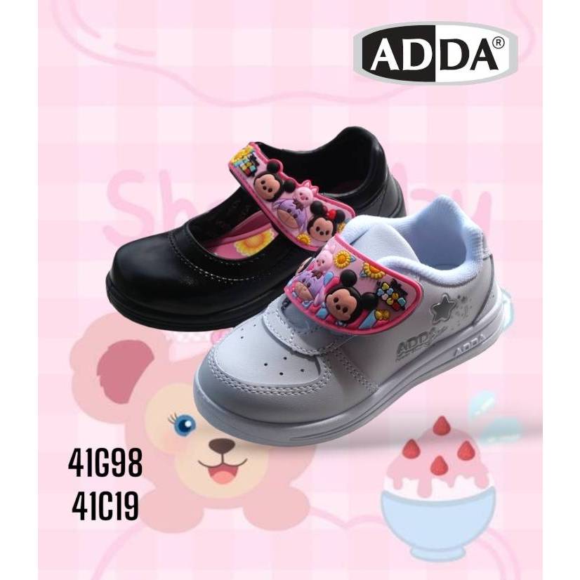 ADDA by2024 รองเท้านักเรียนหนังดำเด็กอนุบาลหญิงTSUM TSUMรุ่น 41G98/41C19