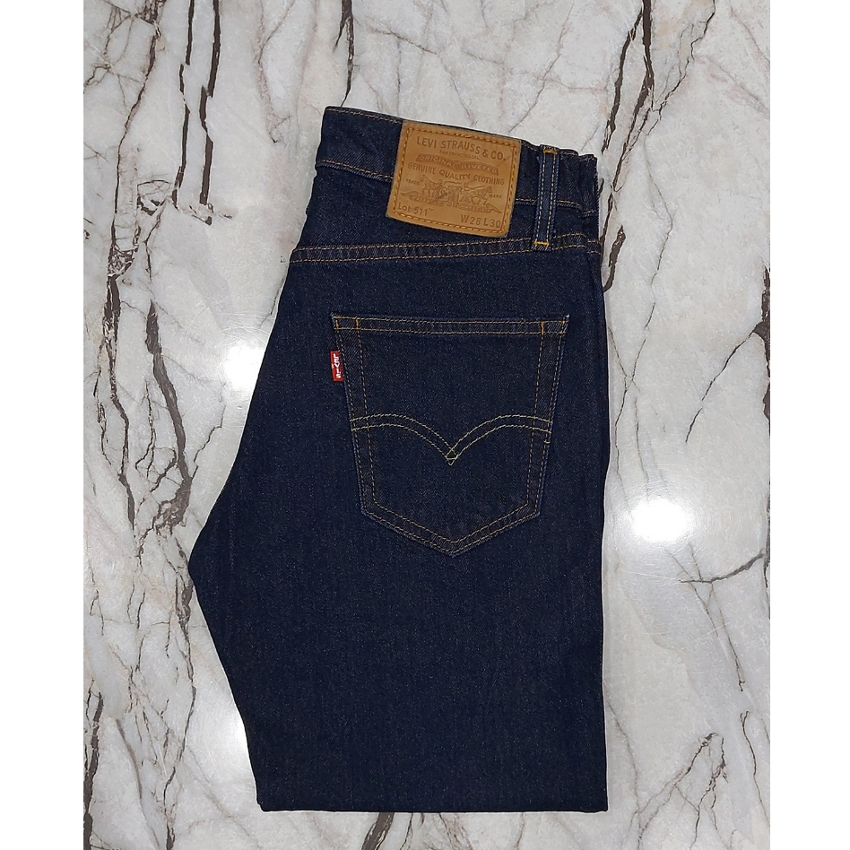 กางเกงยีนส์ forลีวาย 511 PREMIUM Big E ทรงขาเดฟ ซิป สีเข้ม ผ้ายืด 🔔(เอวแจ้งตามวัดจริง)🔔MADE IN PAKIS