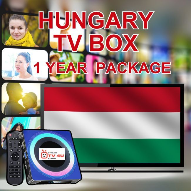 Hungary TV box + 1 Year IPTV package, TV online through our awesome TV box. And ready to use, clear picture 4K FHD.