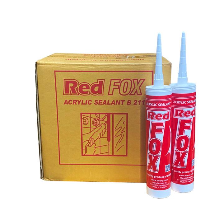[ขายส่ง]กาวอะครีลิก REDFOX 1 ลัง 20 หลอด มีสี น้ำตาล, ขาว, ดำ, เทา กาวซิลิโคน ซิลิโคน อะคิลิก Red Fox Acrylic sealant .