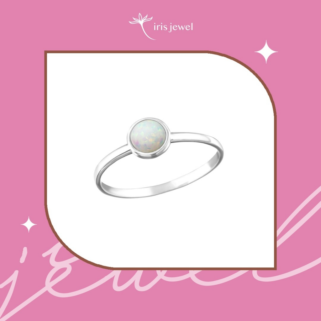 IRIS JEWEL  แหวนเงินแท้925  ประดับ Opal (Silver Round Ring with Synthetic Opal)