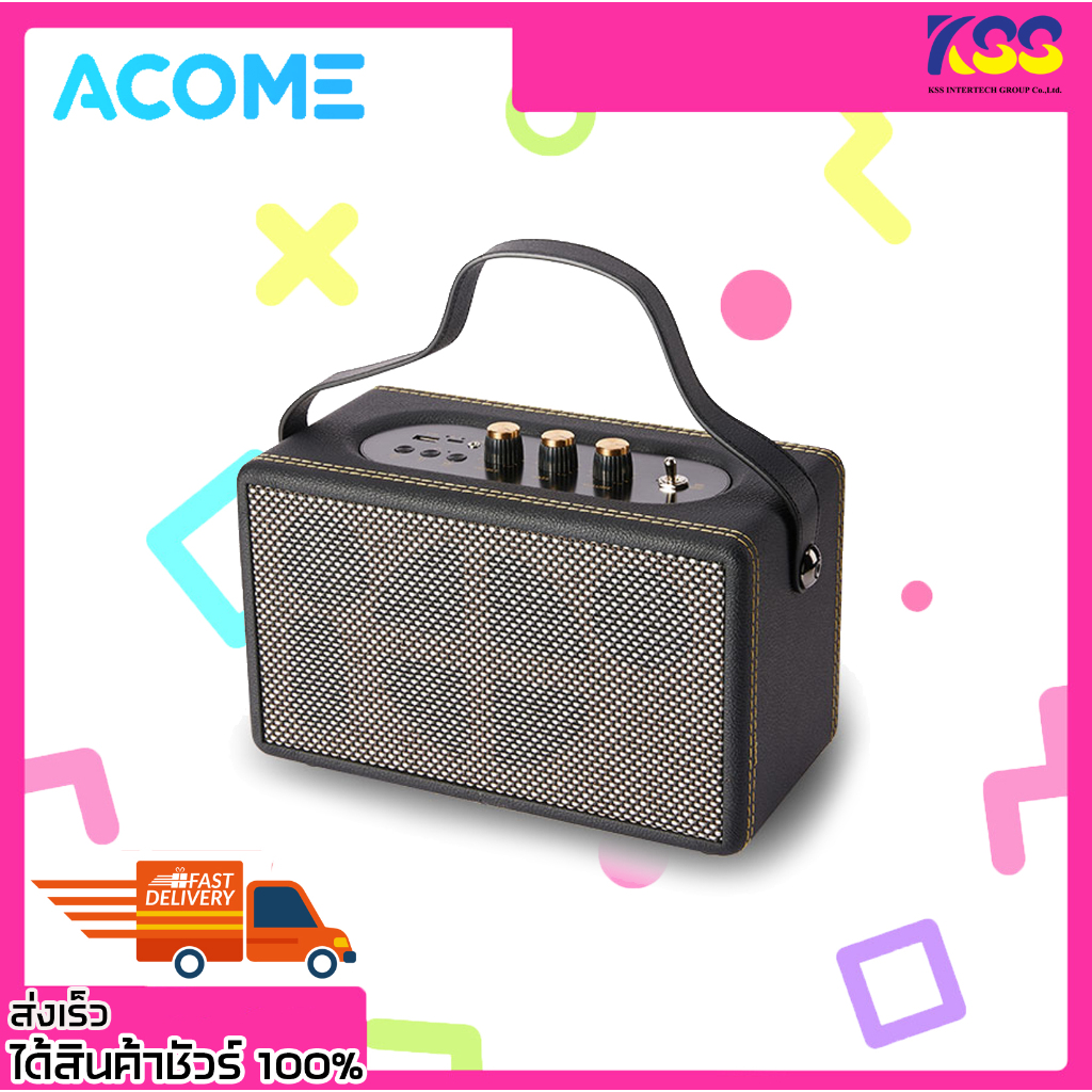 ACOME ลำโพงวินเทจ A30 ลำโพงบลูทูธ ดีไซน์สุดคลาสสิค มาพร้อมแรงดันไฟ 40 วัตต์ เสียงคมชัด ประกัน 1 ปี