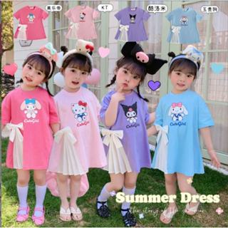 พร้อมส่ง 🇹🇭 เดรสแขนสั้นเด็กผู้หญิง พิมพ์ลายการ์ตูนซานริโอ้ น…