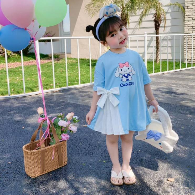 พร้อมส่ง   เดรสแขนสั้นเด็กผู้หญิง พิมพ์ลายการ์ตูนซานริโอ้ น่ารัก เนื้อผ้าดี ราคา ถูกที่สุด ดีลบีเคเค แกลเลอรีภาพที่ 6