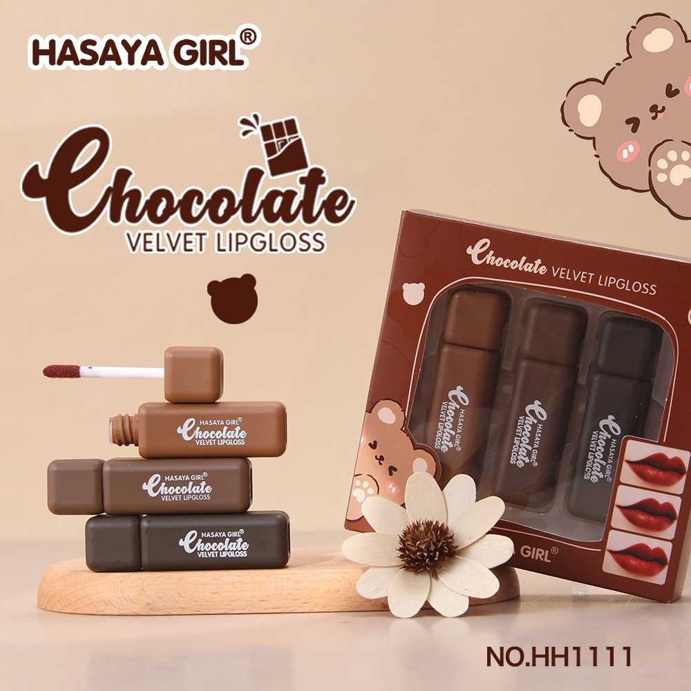 HASAYA GIRL Chocolate Velvet Lip Gloss Set เซตลิปกลอส ช็อกโกแลต ริมฝีปากสวยอวบอิ่ม