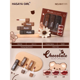 HASAYA GIRL Chocolate Velvet Lip Gloss Set เซตลิปกลอส ช็อกโกแลต ริมฝีปากสวยอวบอิ่ม