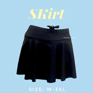 กระโปรงว่ายน้ำ มีกางเกงขาสั้นด้านใน M-3XL สีดำ