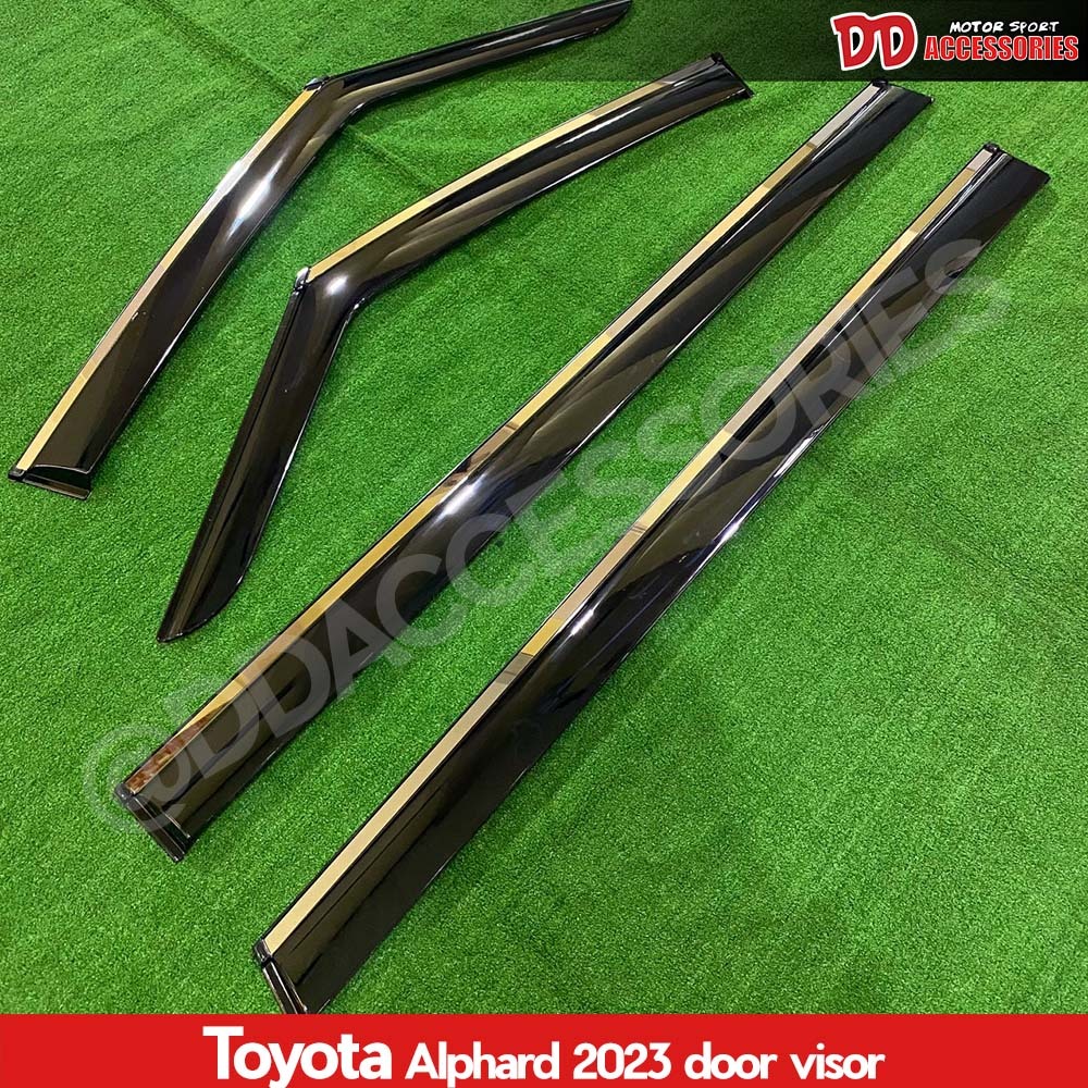 กันสาด Alphard Vellfire 40 2023 2024 2025 2026 4 ชิ้น สีดำ คู่หลังมีคิ้วโครเมี่ยม ลาย M สำหรับโฉมใหม่ล่าสุด