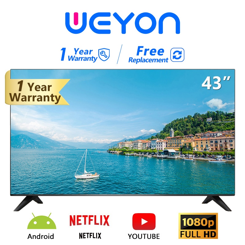 WEYON ทีวี LED 40/43 นิ้ว Smart TV FULL HD แอนดรอยด์ทีวี ดูNetflix Youtube  ประกันศูนย์ 1 ปี W-40wifi