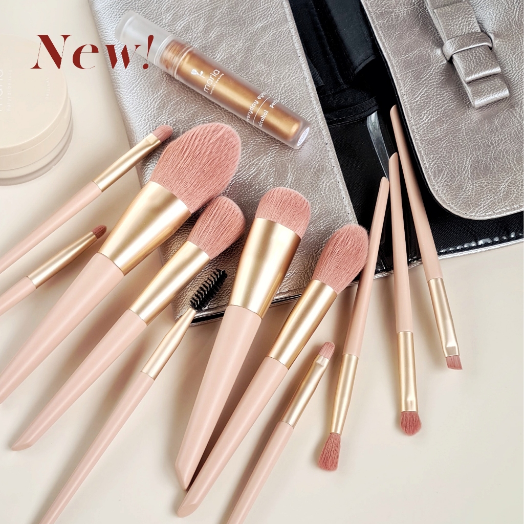 Maria Natural Beauty ชุดแปรง vegan 11 ชิ้น พร้อมกระเป๋า