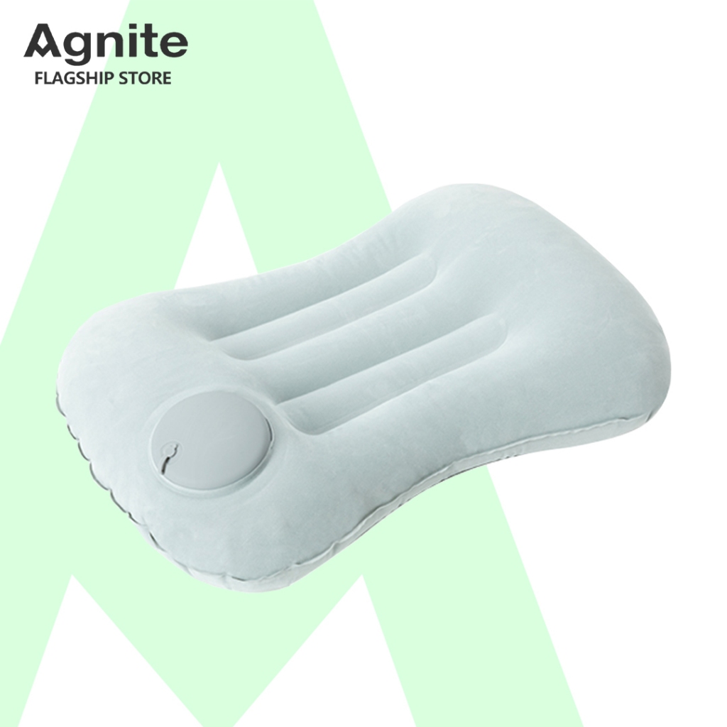 Agnite หมอนเป่าลม หมอนพองลม ออกแบบตามหลักสรีสะ ปรับความสูงต่ำ เนื้อกำมะหยี่ จัดเก็บง่าย พกพาสะดวก Camping Pillow Air