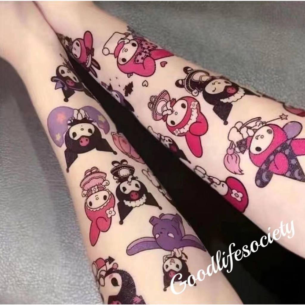 💕ส่งจากไทย💕สติกเกอร์รอยสัก ลายการ์ตูน Sanrio น่ารัก สําหรับเด็ก ลายการ์ตูนคิตตี้ เมโลดี้ คุโรมิ สําหรับตกแต่งปาร์ตี้