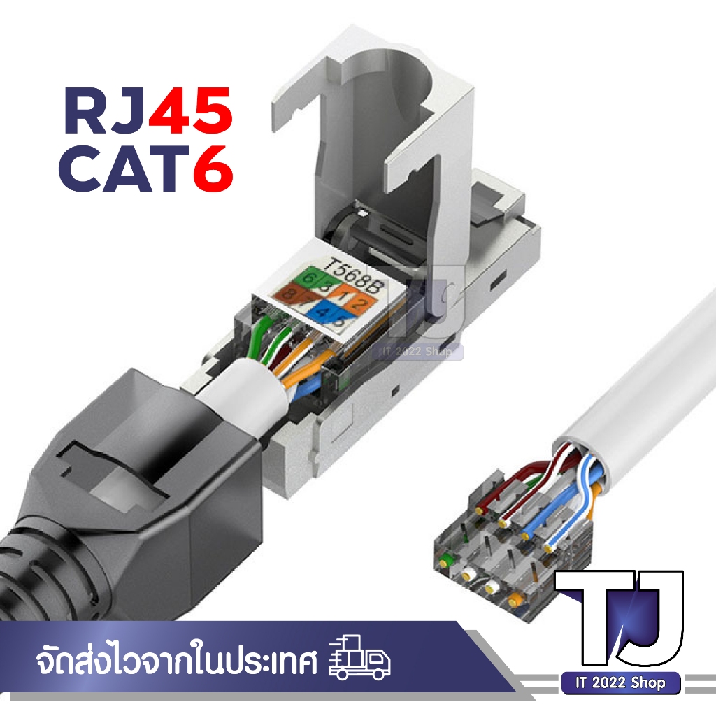 หัวเชื่อมต่อโลหะคริสตัล Cat6A Rj45 สายเคเบิลเครือข่ายปลั๊กอะแดปเตอร์