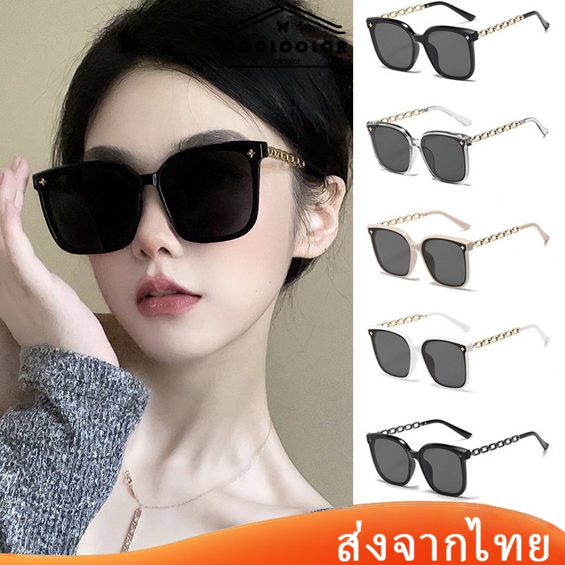 ในไทย💖แว่นกันแดดใหม่วินเทจความรู้สึกขั้นสูงกรอบสีดำป้องกันรังสียูวีสไตล์เกาหลีเจ้าหญิงนำเข้าอุปกรณ์เสริม