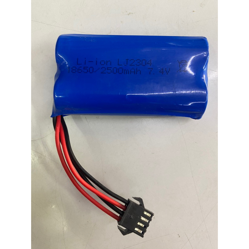 แบตลิโพ 2เซล 18650  7.4 2500 แอม แจ็กดำ 4 สาย ก้อนใหญ่