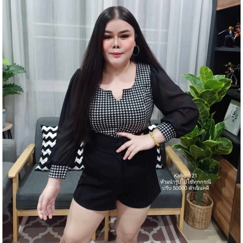 เสื้อแขนชีฟองลายชิโนริอก38-48ยาว25