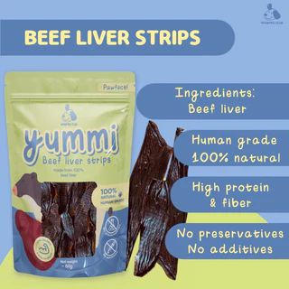 ขนมสุนัข Yummi ตับวัวอบแห้ง Beef liver ขนมเพื่อสุขภาพ ขนมฝึก 60g