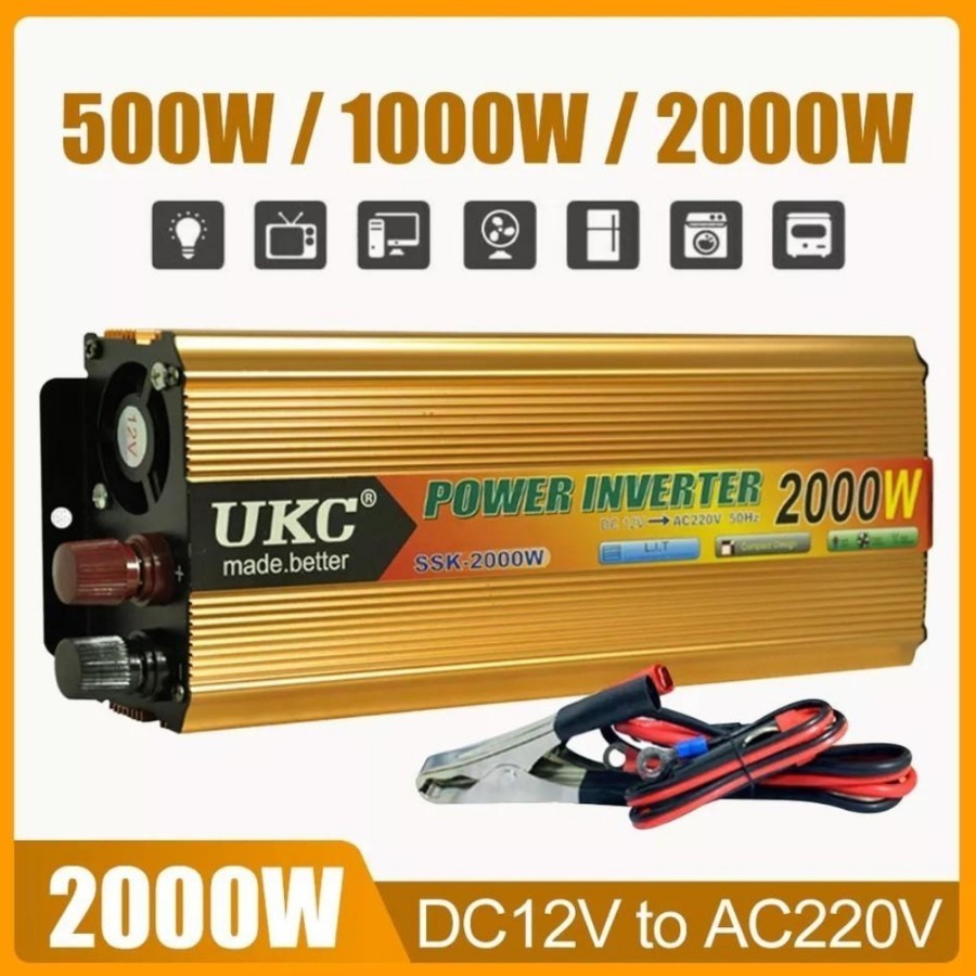 เครื่องแปลงไฟรถเป็น ไฟบ้าน อินเวอร์เตอร์ 2000 wat คีบแบต12DCV แปลงเป็นไฟ 220ACV Inverter t DC 12V to AC 220V.USB.5V