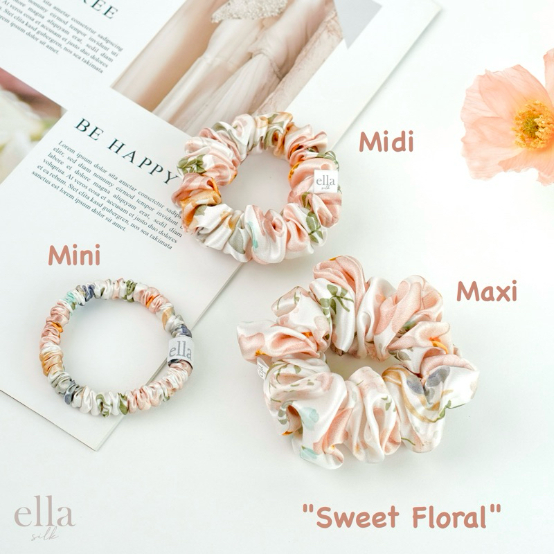ยางมัดผม และที่คาดผมผ้าไหม Ella silk - Sweet Floral Collection