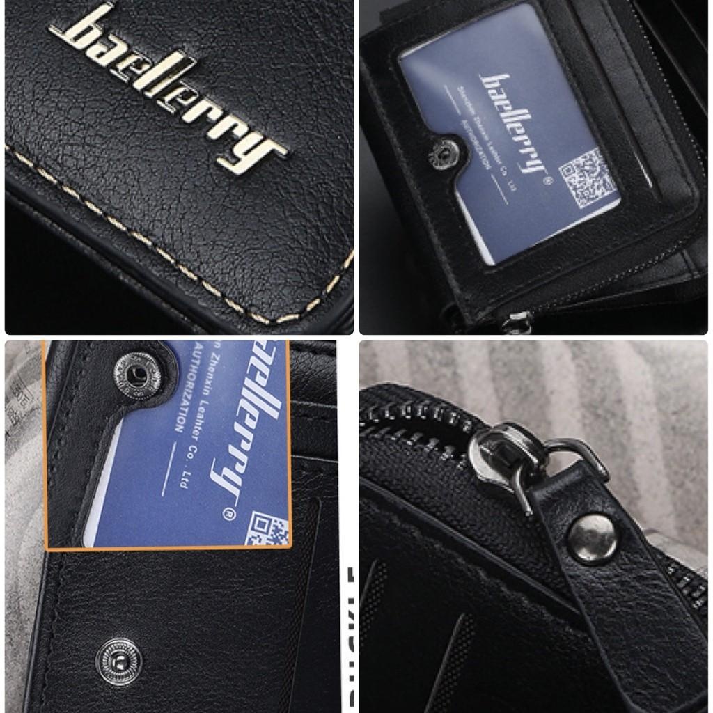 Baellerry กระเป๋าสตางค์หนังสำหรับผู้ชายใบสั้น 3 พับ ใส่บัตร ใส่แบงค์ ใส่เหรียญได้เยอะ [WAS13]