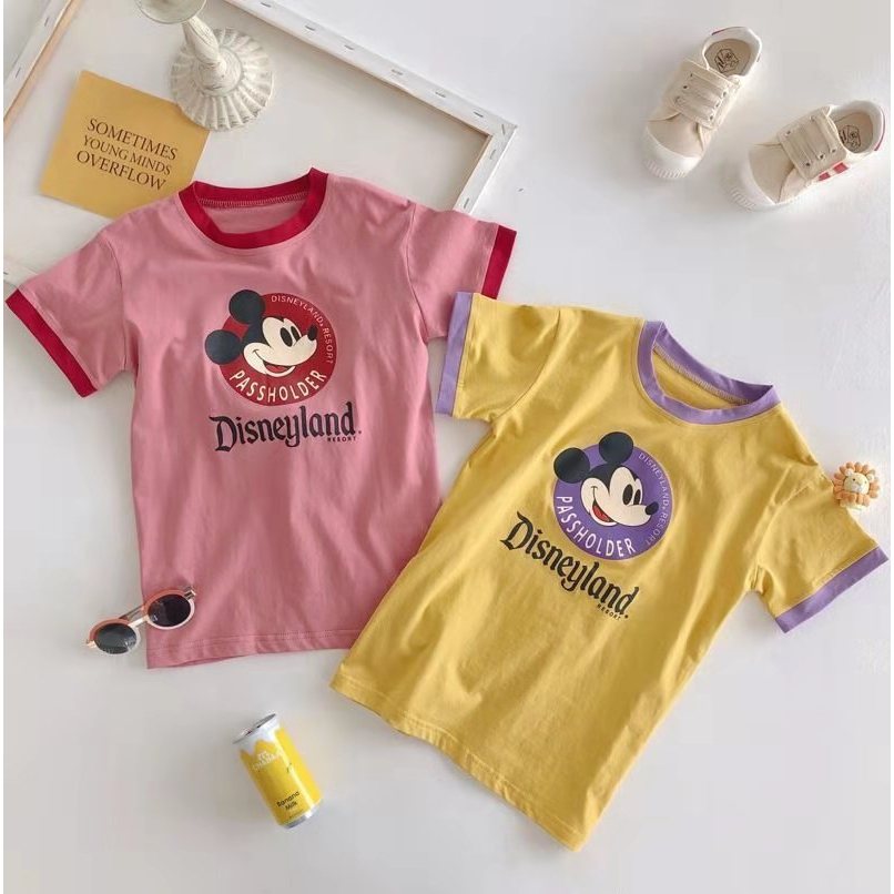 พร้อมส่ง 🇹🇭 เดรสแขนสั้นเด็กผู้หญิง มินิเดรส พิมพ์ลายการ์ตูนมิกกี้เมาส์ น่ารัก เนื้อผ้าดี