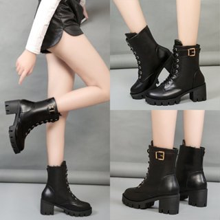 2026 ผู้หญิงใหม่มาร์ตินบู๊ทส์ลื่นลูกไม้รองเท้าส้นสูงเข็มขัดห…