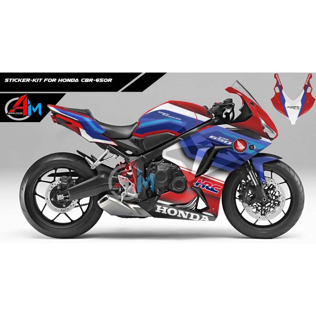 (เลือกสีด้านใน) [ไม่รวมชิ้นเสริม] [เกรด Premium Basic] ชุดสติ๊กเกอร์ Honda CBR650R (TriColor 650RR-R