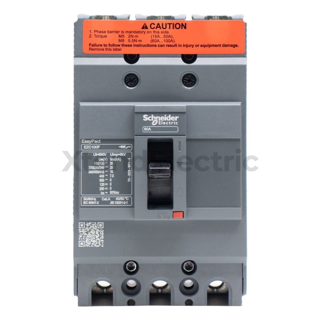 เบรกเกอร์ 80 แอมป์ 3 โพล 10kA EasyPact SCHNEIDER EZC100F3080