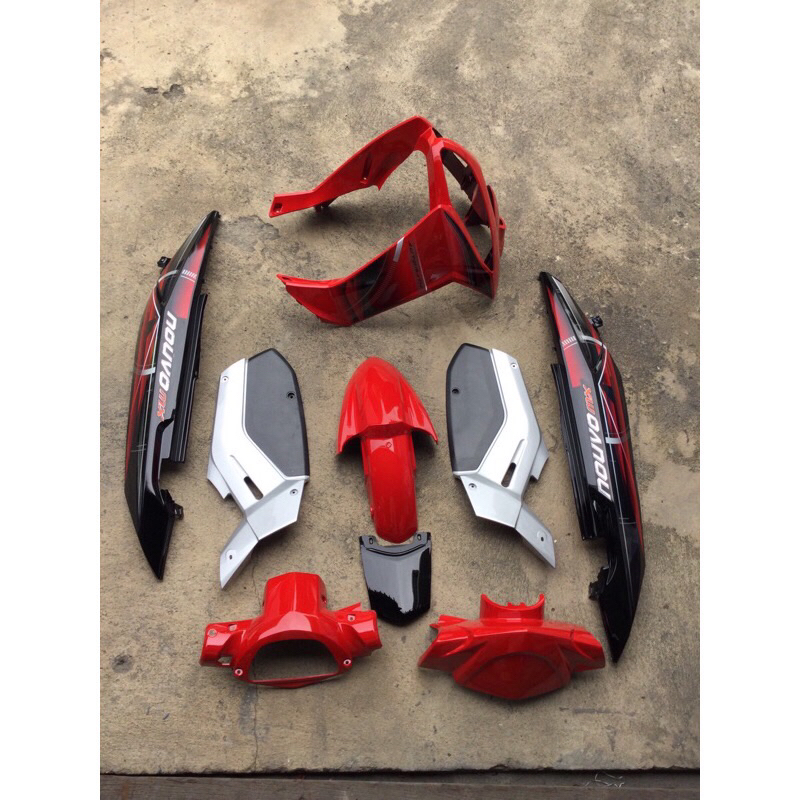 ชุดสี นูโวMX NOUVO MX แดง-ดำ ( 9 ชิ้น พร้อมแปะลายเนียนๆ) สีเป้ะ เงา ไม่มีเยิ้ม ชุดใหญ่มาก