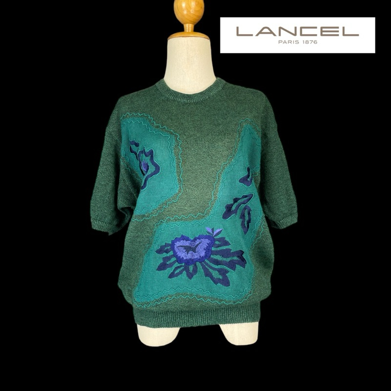 🇯🇵LANCEL PARIS Embroidery Knit Top size L-XL🇯🇵