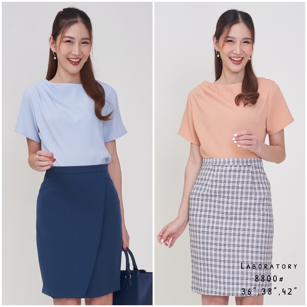 Laboratory  8800# เสื้อจีบไหล่ข้างเดียว แขนสั้น36”, 38”,42”