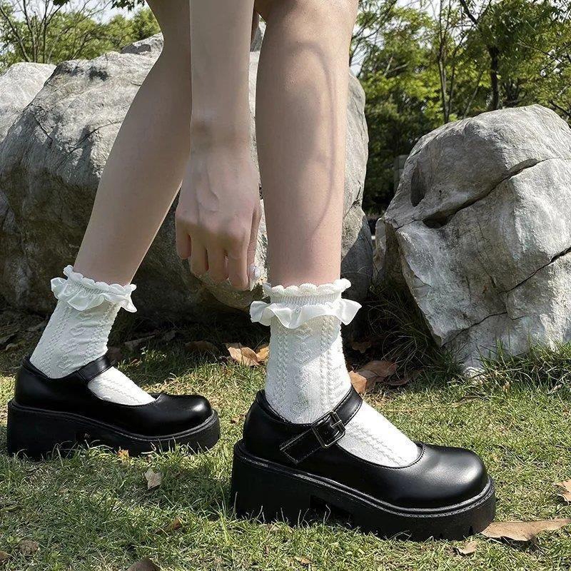 รองเท้าเครื่องแบบjkญี่ปุ่นเพิ่มส้นรองเท้านักเรียนแมรี่เจนหนาแต่เพียงผู้เดียว