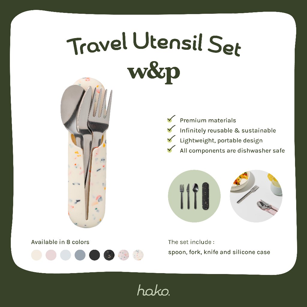 w&p Travel Utensil Set ชุดส้อมช้อนสแตนเลสพร้อมเคสซิลิโคน