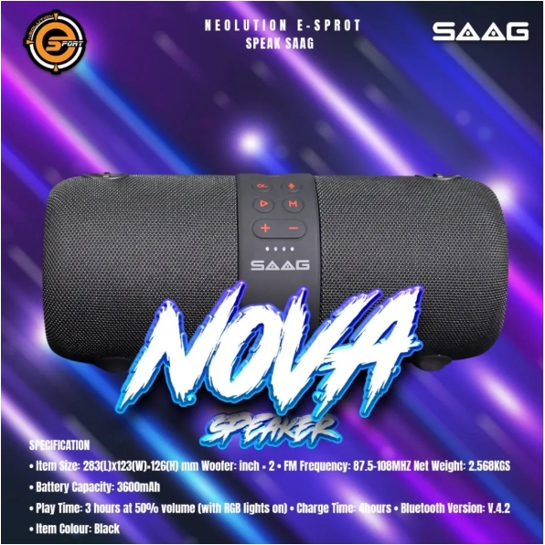 ลำโพงบลูทูธ Speaker Bluetooth SAAG NOVA P11S เสียงดี เบสแน่น กันน้ำ ไฟRGB สินค้ารับประกัน 1 ปี